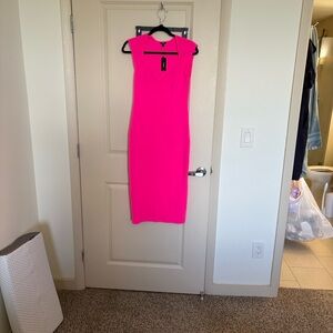 Express Bright Pink Midi Dress